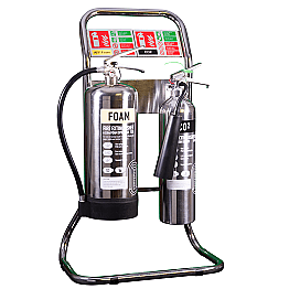 Compact Chrome Double Fire Extinguisher Stand - Extinguishers Not Included