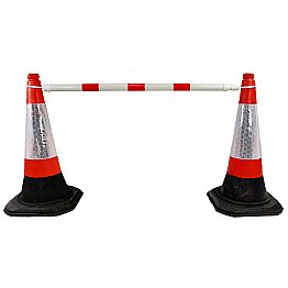 Telescopic Cone Bar Barrier - Red & White In Use