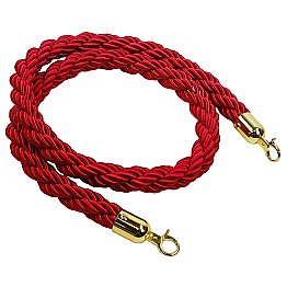 VIP Red Velvet Rope Set Twisted Gold Front Angle