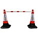 Telescopic Cone Bar Barrier - Red & White In Use